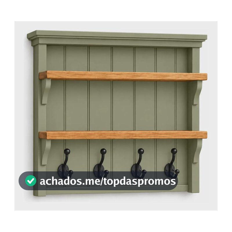 Cabideiro De Parede Farmhouse Grande Verde Militar 2 Verde Militar