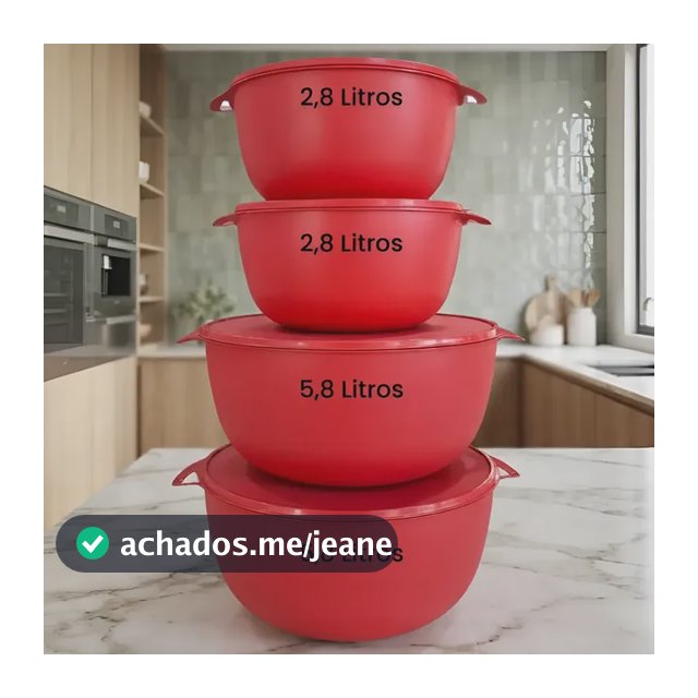 Kit 4 Potes Mantimentos, Vasilhas Alimentos, Bacia Grande