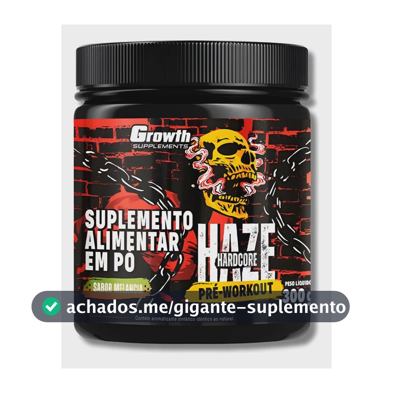 Growth Pré-treino 300g Haze Mais Energia No Treino Sabor Melancia