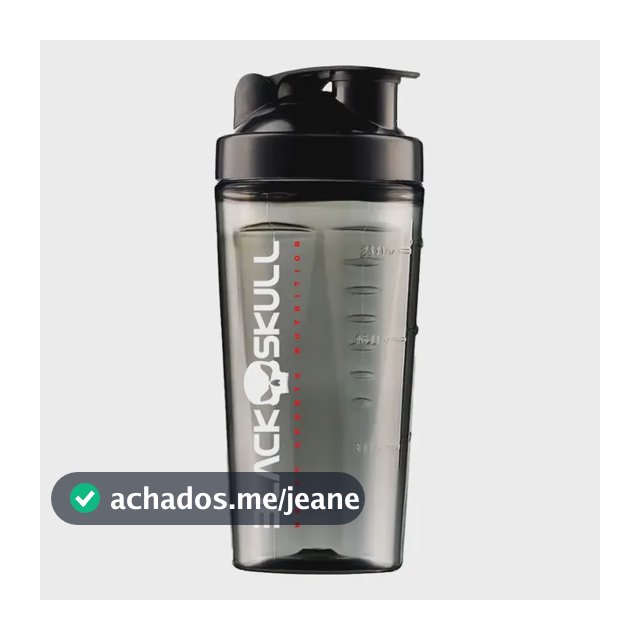 Coqueteleira Shakeira Garrafa Academia - Black Skull - Transparente Fumê 800ml Preto