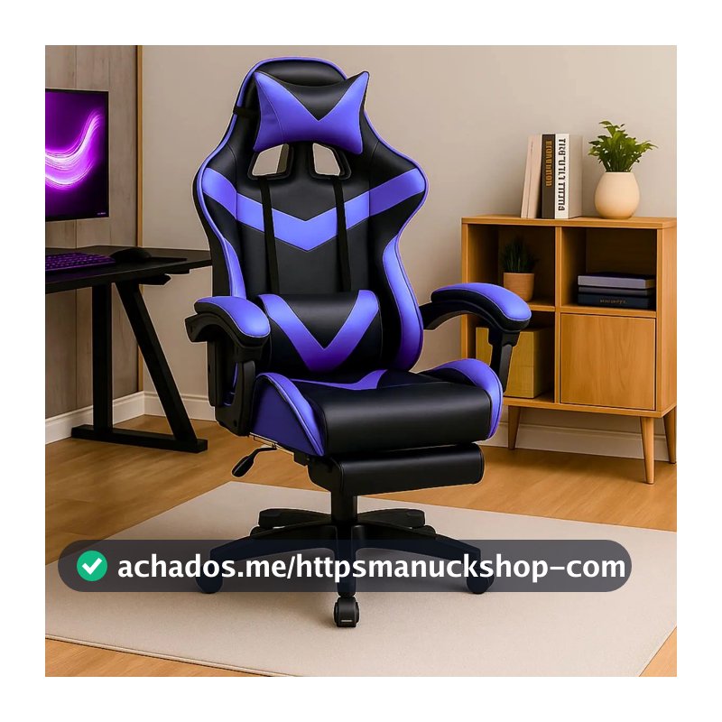 Cadeira De Escritório Gamer Nitro Ergonômica Estofado Couro Sintético Reclinável Altura Ajustável Apoio Para Pés Cor Roxo Luvinco
