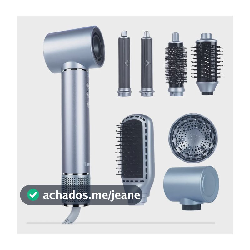 Escova Secadora Modeladora 8 Em 1 Styler Ar Quente 1800w Azul-aço 220v