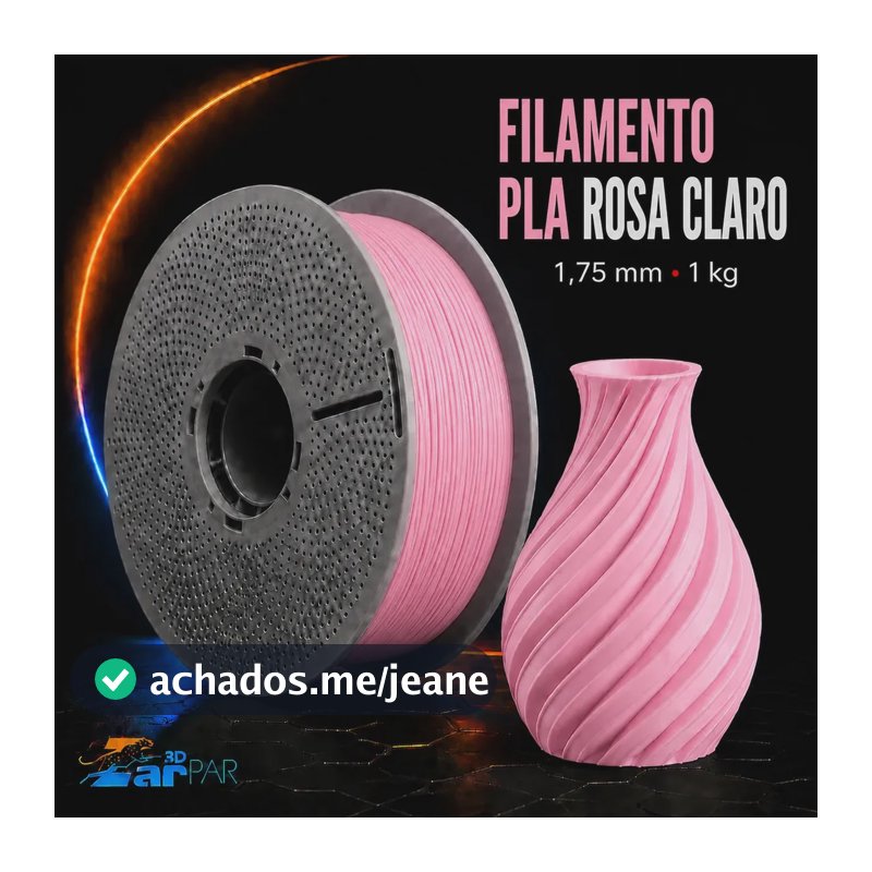 Filamento Pla Impressora 3d Com 1.75mm Sem Entupimento Flexivel 1kg Impressão Premium Rosa Claro
