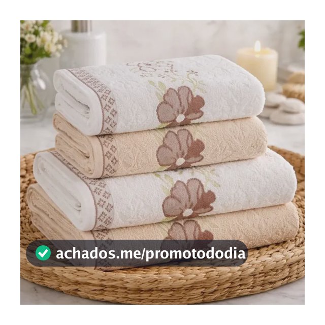Jogo De Toalhas Karsten 100% Algodão Floral Grossa 4 Peças