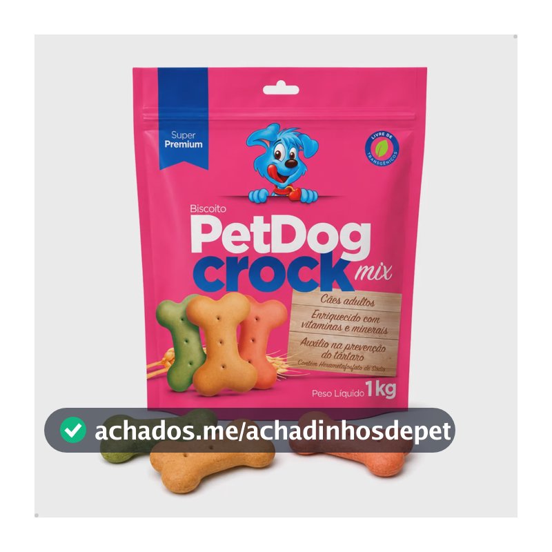 Biscoito Petisco P/ Cachorro Mix 1kg Petdog Crock Premium