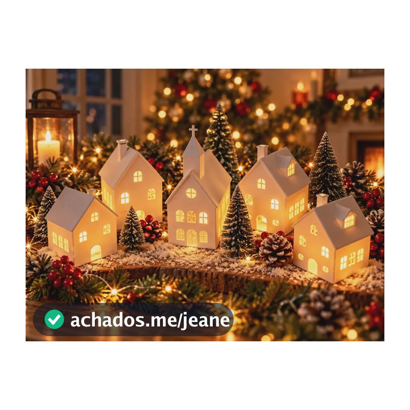 Vila Natalina Com Velas De Led 5 Casas De Natal Decorativa Branco Vila Natalina Com 5 Casas De Velas Em Led
