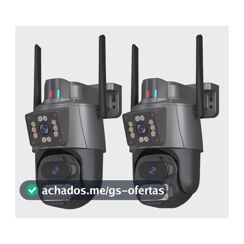Kit 2 Câmera Segurança Ip App Icsee Lente Dupla Cor Preto