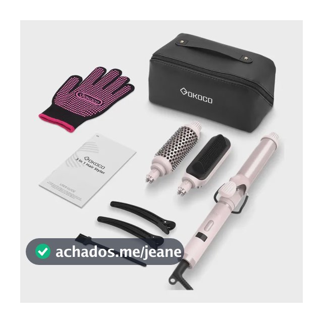 Modelador De Cachos 3 Em 1 Gokoco Gd034 Controle Temperatura Cor Rosa