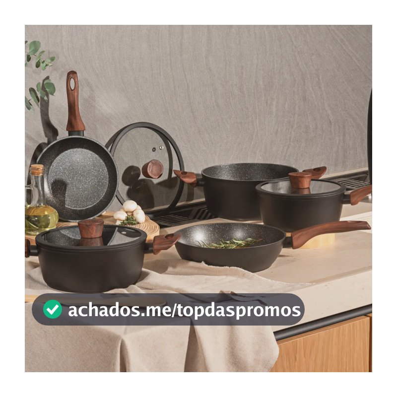 Jogo de Panelas Brinox Antiaderente Ceramic Life 6 Peças Sirius - Preto