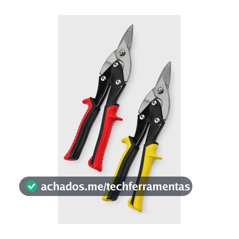 Tesoura Alicate Aviação Corte Reto Drywall Chapas Metal 25cm Vermelho Ou Amarela