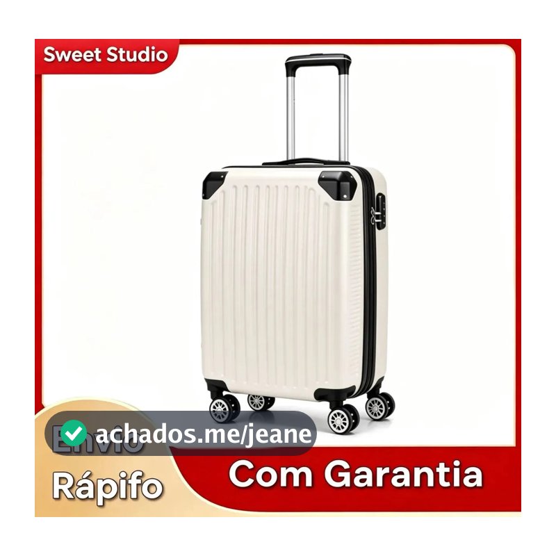 Mala de Bordo Rígida Sweet Studio Bege em ABS com Rodas Duplas 360° para Viagem