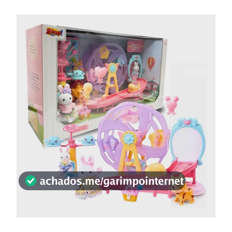 Coleção Casinha Feliz Brinquedo Parque De Diversões Zp01369 Com Roda Gigante, Escorrega Tobogã e Acessórios