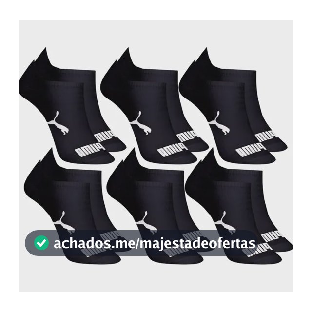 Kit 6 Pares Meias Invisível Puma Sapatilha Adulto Original