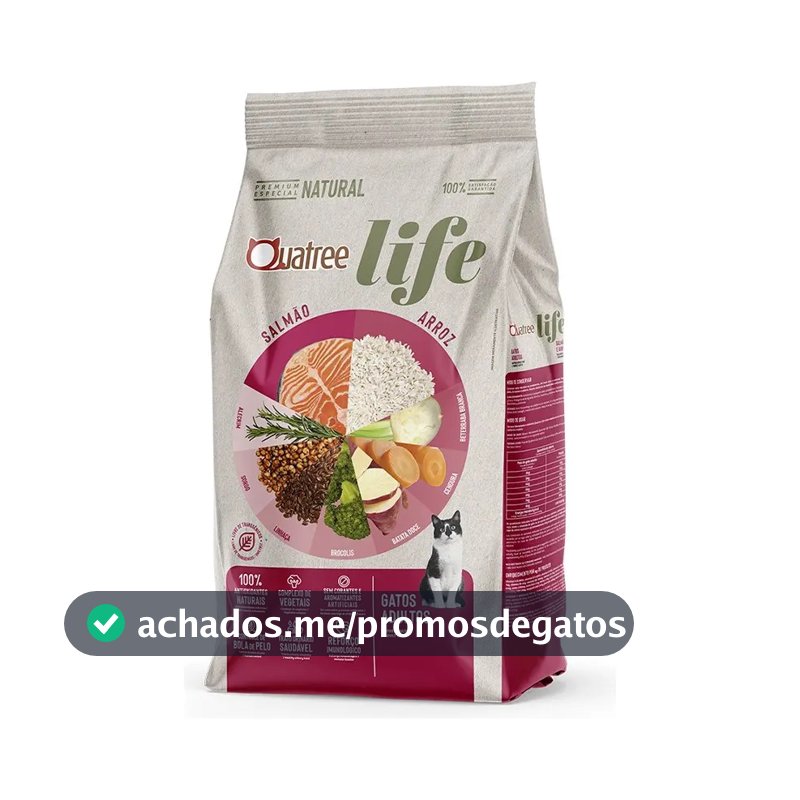 Ração Quatree Life Gatos Ad Salmão 10,1kg (sem Transgênicos)
