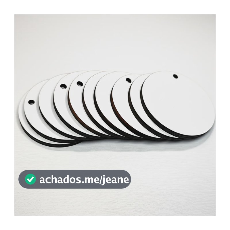 300 Un Bolacha 5cm Mdf Aplique/base/pintura/chaveiro C/furo Branco
