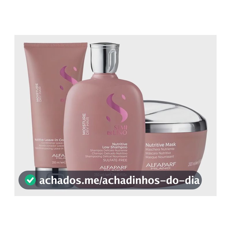 Kit Alfaparf Moisture Sh 250ml + Cond 200ml + Masc 200ml Semi di Lino