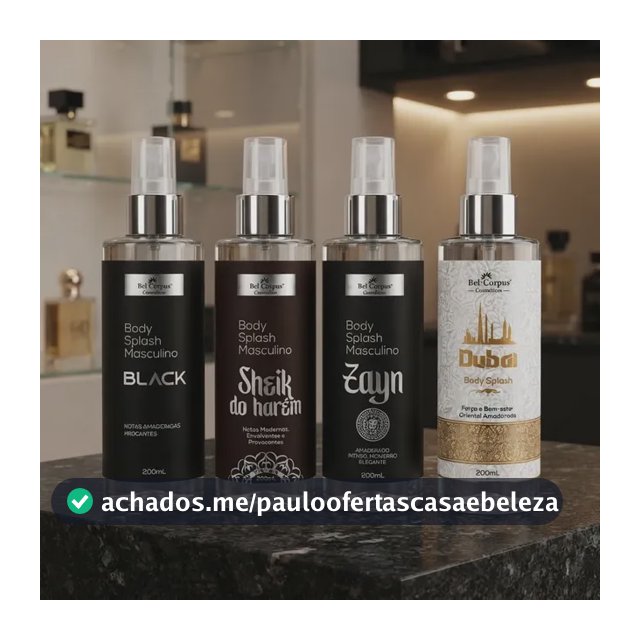 Kit C/4 Body Splash Árabe Masculino Linha Exclusiva Body Man