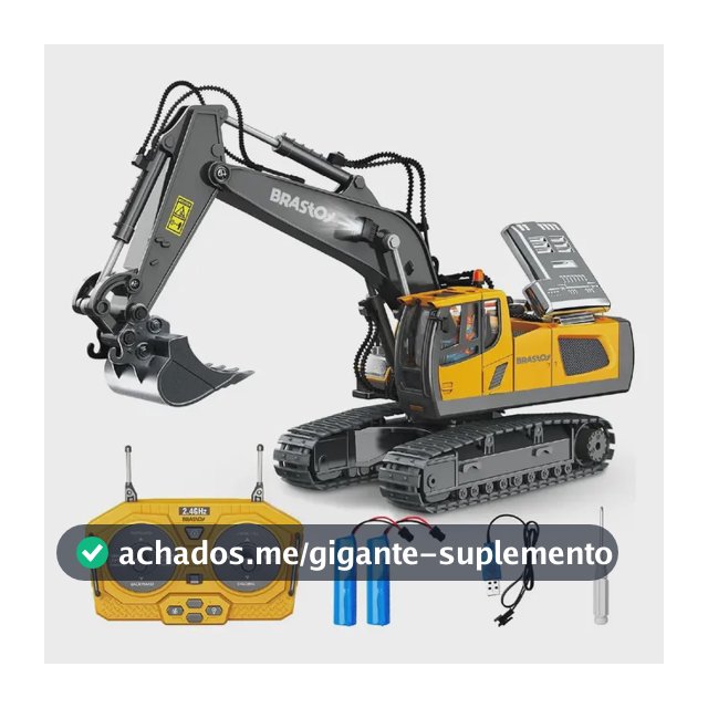 Brastoy Escavadeira De Controle Remoto Veículos De Construção Rc Dourado Liga O Excavador De Música 2 x Baterias Presente Ideal para Aniversário e Dia das Crianças