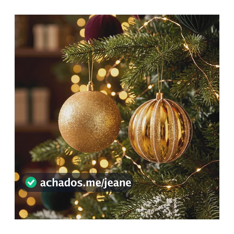 Kit Bolas De Natal 10cm Grande Mista Enfeite Arvore De Luxo Dourado