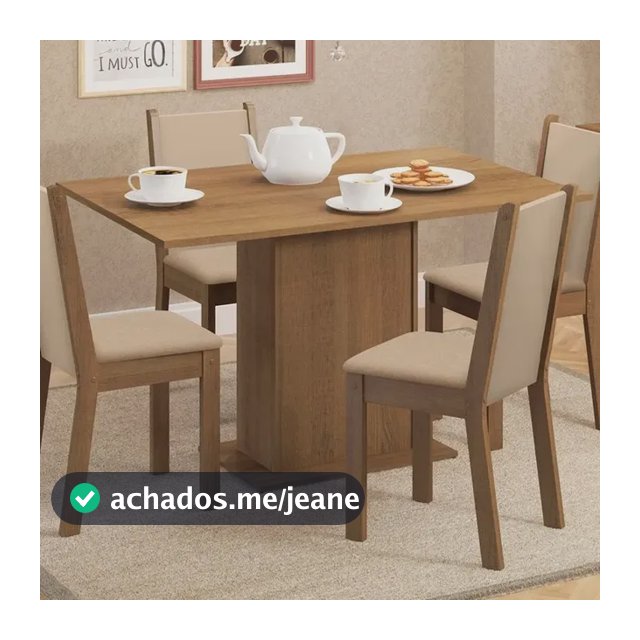 Sala de Jantar Madesa Talita Mesa Tampo Madeira 4 Cadeiras Cor Rustic Crema Pérola 045677GX4TPER