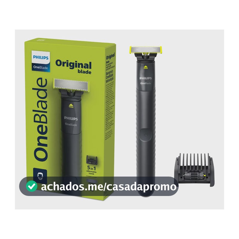 Barbeador e Aparador Elétrico Philips OneBlade com Pente 5 em 1, Sem Fio e À Prova D'Água - QP1425/10