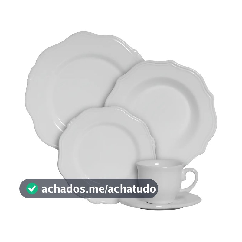 Jogo de Jantar Algarve Scalla de Cerâmica Branco 20 Peças