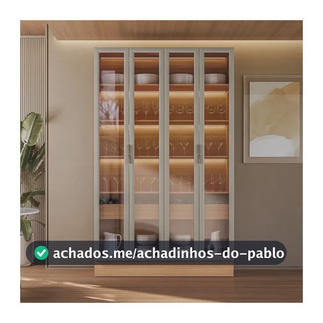 Cristaleira 4 Portas 2 Gavetas Com Led Allure Ah Jequitiba/gris Fosco