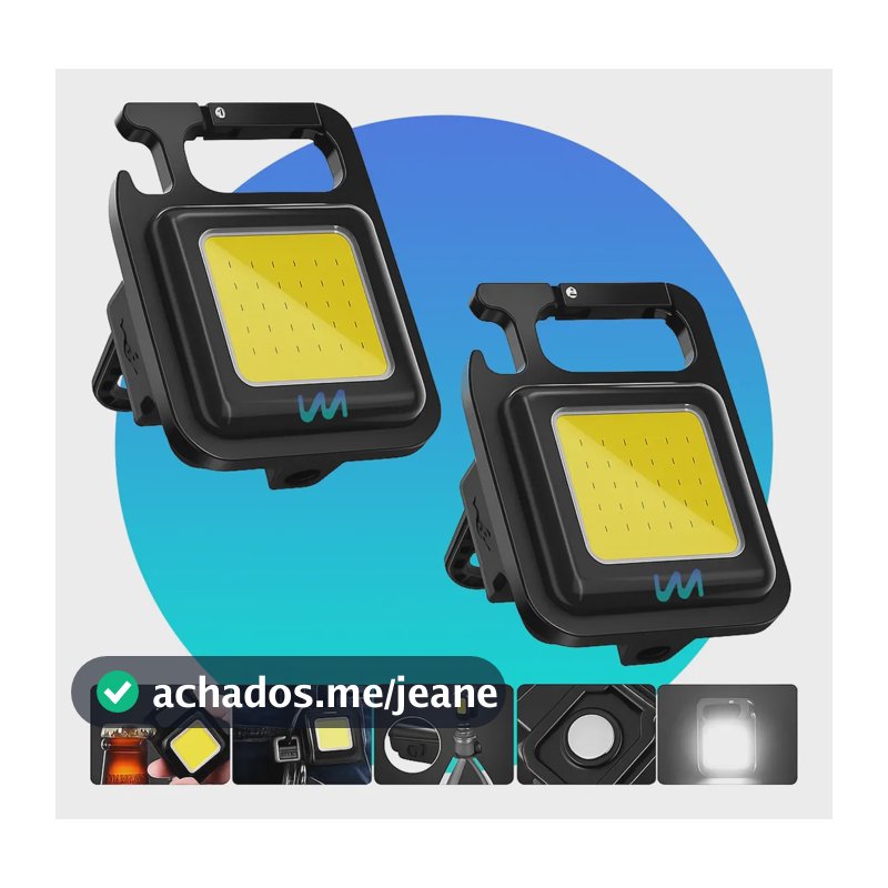Kit 2x Mini Lanterna Refletor Led Potente 3 Modos De Luz Multifuncional Chaveiro Abridor De Garrafas Pesca Acampamento Trilhas Recarregável Usb Com Imã Wmix Eletrônicos