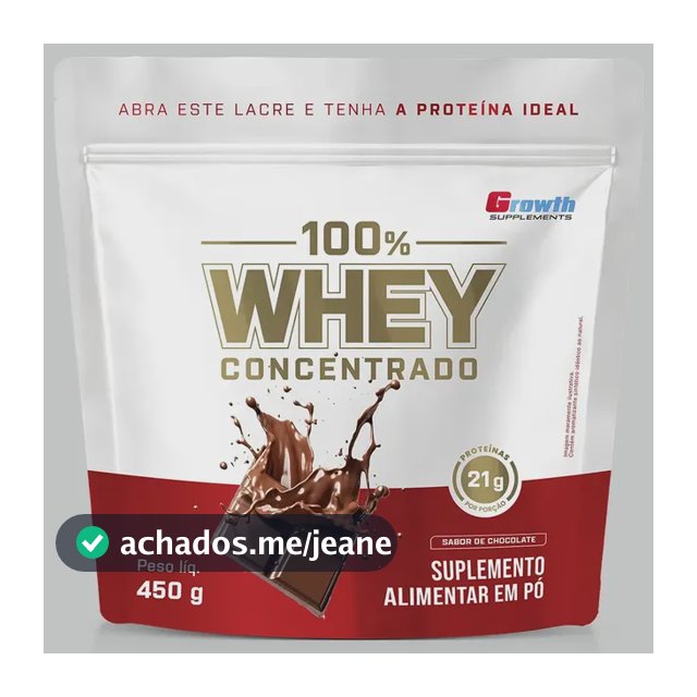 100% Whey Concentrado 450g Growth Supplements Chocolate