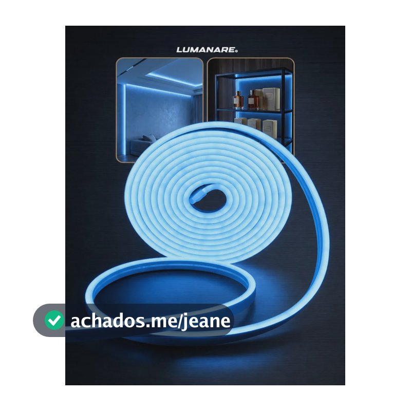 Fita LED Neon Flexível 3528 120Led 5 metros Mangueira Corte 2,5cm Cor da Luz Azul Tensão IP65 Alto Brilho Lumanare