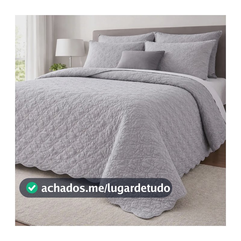 Cobre Leito Queen Matelado Dupla Face Leve Confortável Macio Cinza Matelado