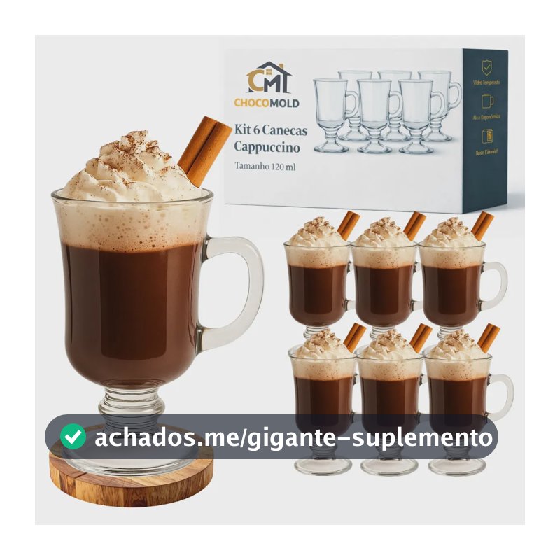 Jogo 6 Canecas Cappucino 120ml Xícara Nespresso Cafeteria Dolce Gusto Vidro Café Transparente