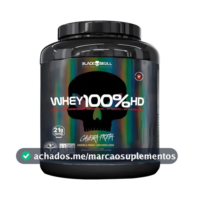 Whey 100% HD Pote 1.8kg Cookies and Cream Black Skull