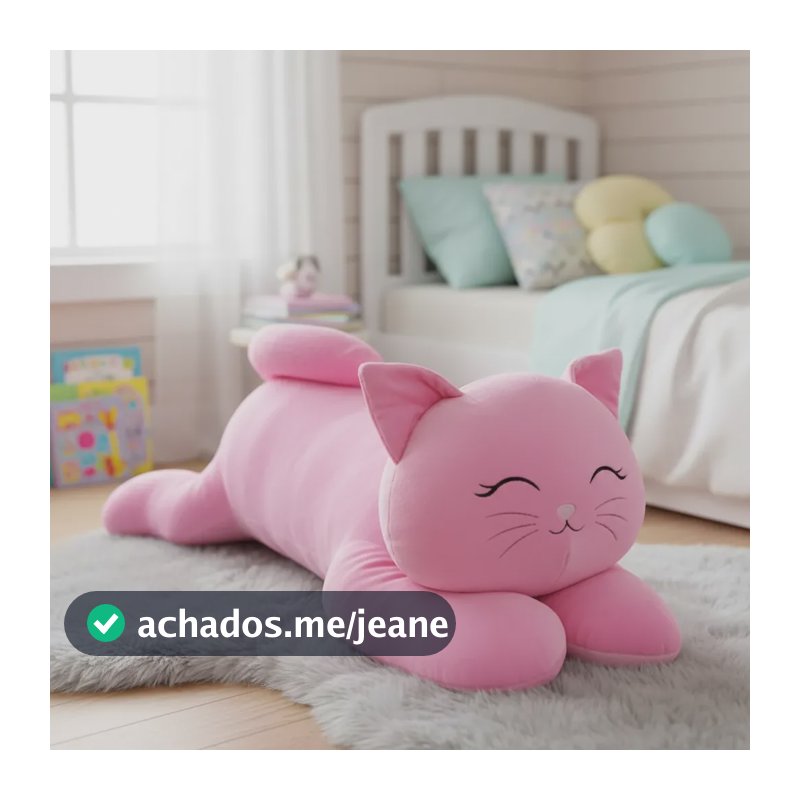 Gato De Pelúcia Gigante Grande Super Macio Infantil Rosa