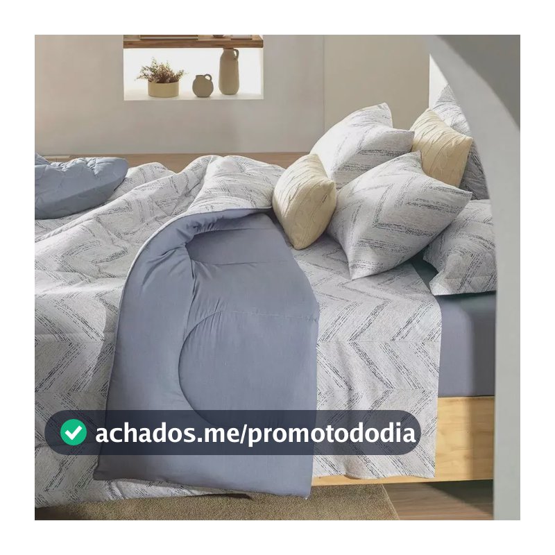 Jogo De Cama Solteiro Fred 100% Algodão 3 Peças Cinza Karsten