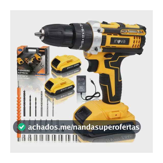Parafusadeira e Furadeira Inova 21V de Impacto Sem Fio com 2 Baterias e Maleta