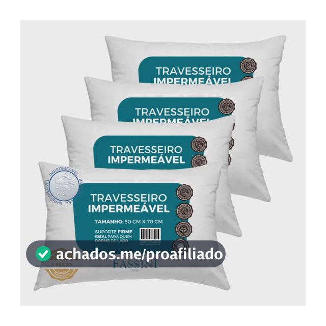 4 Travesseiros Antialérgico Impermeável 50x70 Super Macio Branco