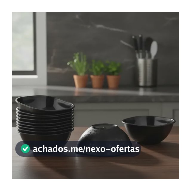 Kit 20 Cumbucas Pretas Tigelas Sobremesa Sorvete Açai 300ml Preto