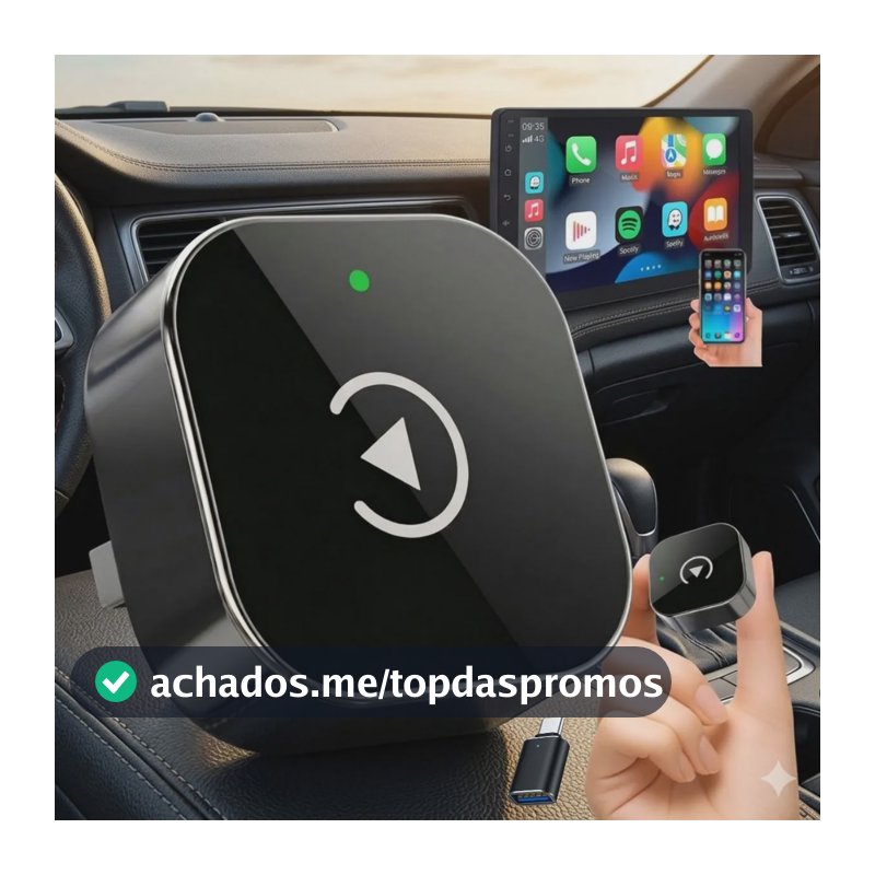 Carplay Adaptador Sem Fio Car Play Android Auto 2 Em 1 Usb