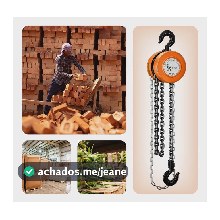 Talha Corrente Manual1000kg 3metros Deelevaçãocom Freioduplo Laranja.