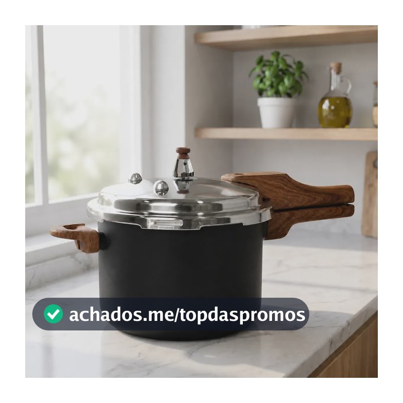 Panela Pressão 4,2l Indução Cerâmica 4 Válvulas Segurança Cor Preto