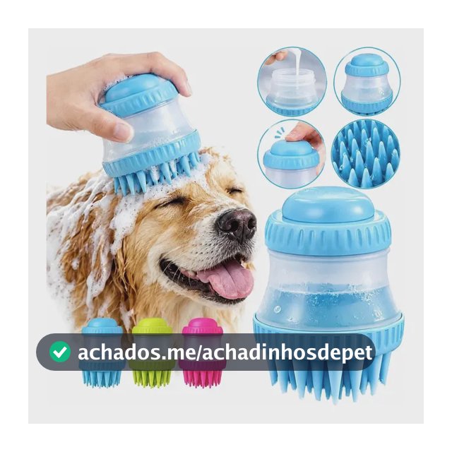 Escova Para Banho Pet Silicone Com Shampoo Cachorro Gato