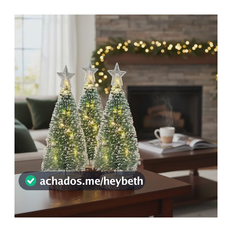 3 Mini Arvore De Natal Com Led Decoracao Natalina Luxo