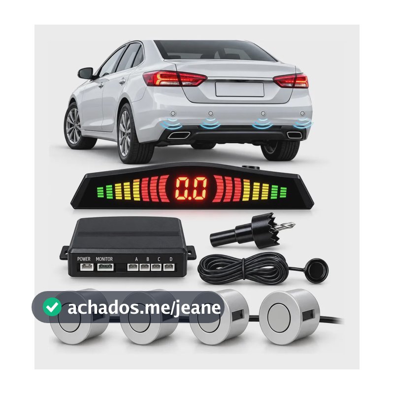 Kit Sensor De Estacionamento Ré 4 Sinal Sonoro Universal Cor Prata