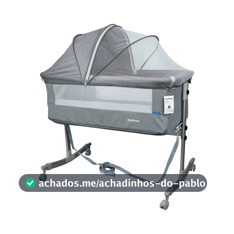 Berço Moisés Sleep 3 Em 1 Co-bed Com Cinta e Moquiteiro Cinza - KaBaby