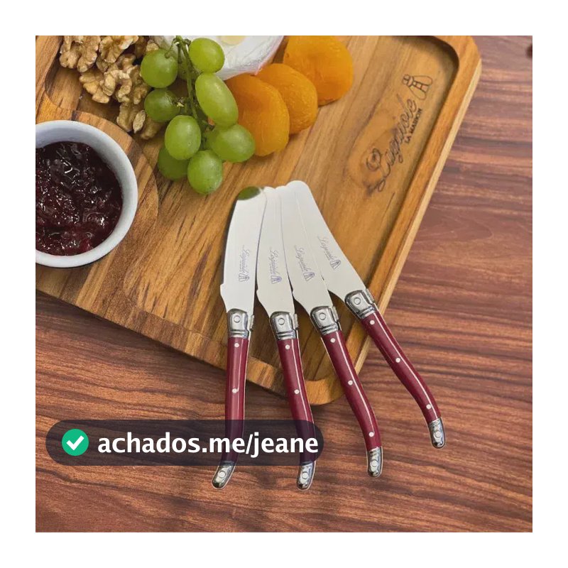 Kit 4 Espátulas Para Patê Laguiole La Maison Bordô Aço Inox