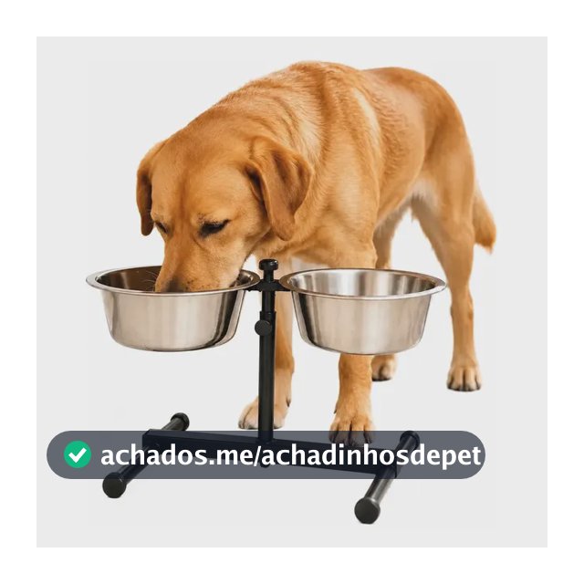 Comedouro Elevado Duplo Regulável Ajustável Cães Médio Preto