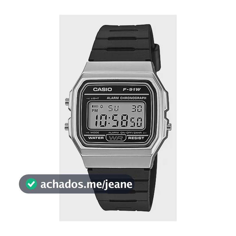 Relógio Casio Digital F-91wm-7adf-sc | Cinza Preto Preto
