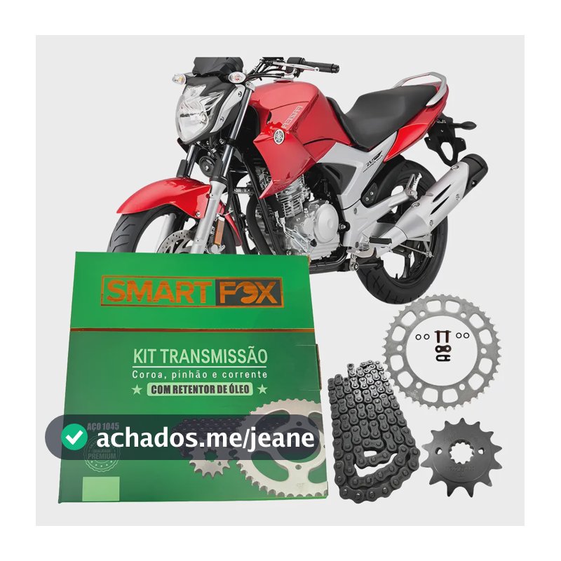 Relação Fazer 250 Ys 2005/2017 Kit Transmissão Com Retentor Cinza-escuro