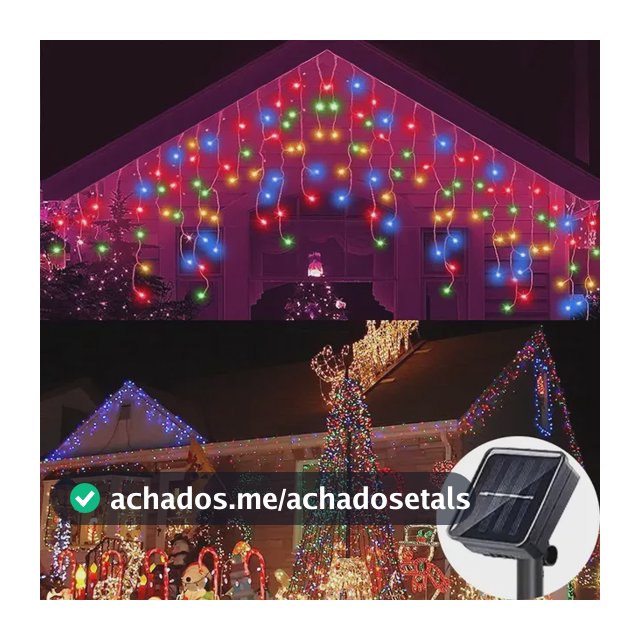 Cortina Cascata Solar 10m 191 Leds Para Decoração Externa Colorido 3v